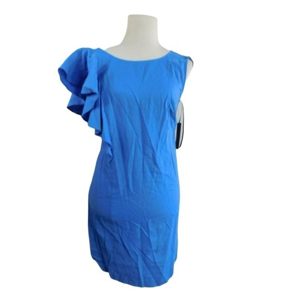 Laundry by Design Size 4 Linen Blend Ruffle Trim Classic Dress NWT